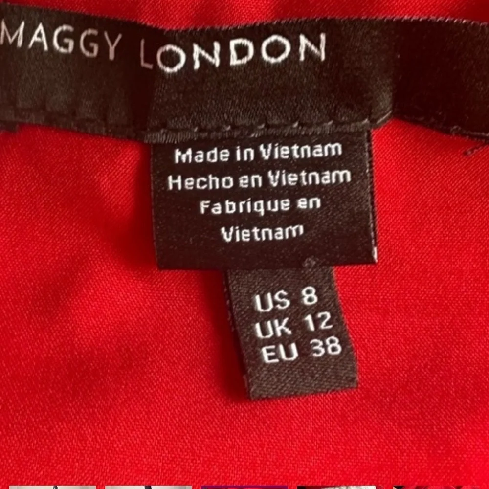 Maggy London Red Long Sleeve Wrap Dress Jersey Size 8 - Picture 4 of 4